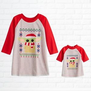 NWT Star Wars Grogu Aka Baby Yoda Holiday Nightgown Set - Girls size 4T